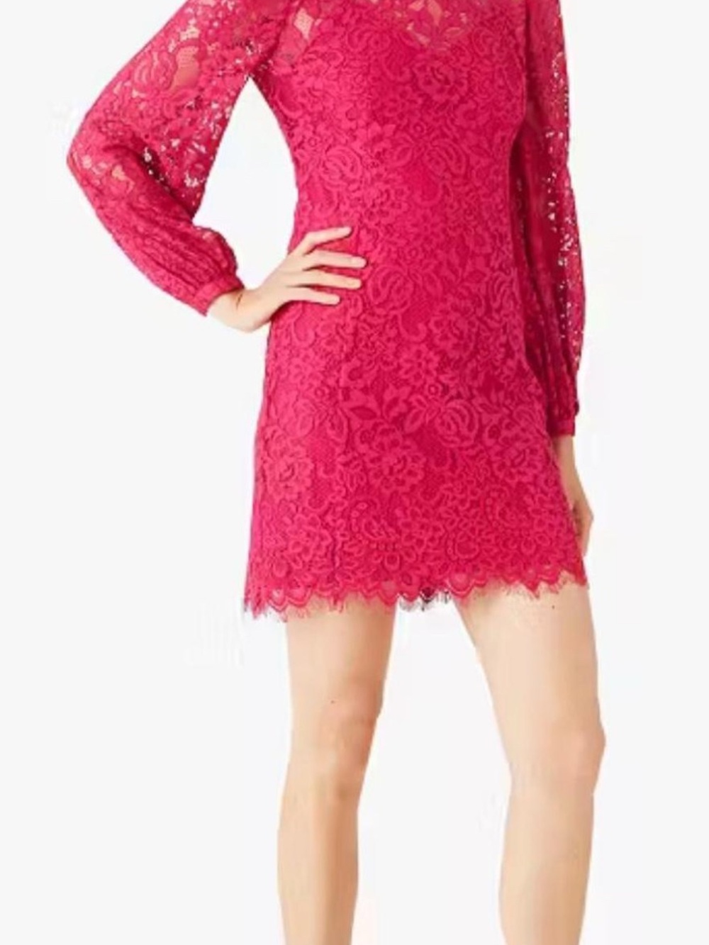 kate spade Hot Pink Lace Long-Sleeve Shift Dress